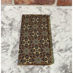 VTG Fabric Bifold Wallet Clutch BOHO Multicolor Gold Piping Slide Pocket ID Slot